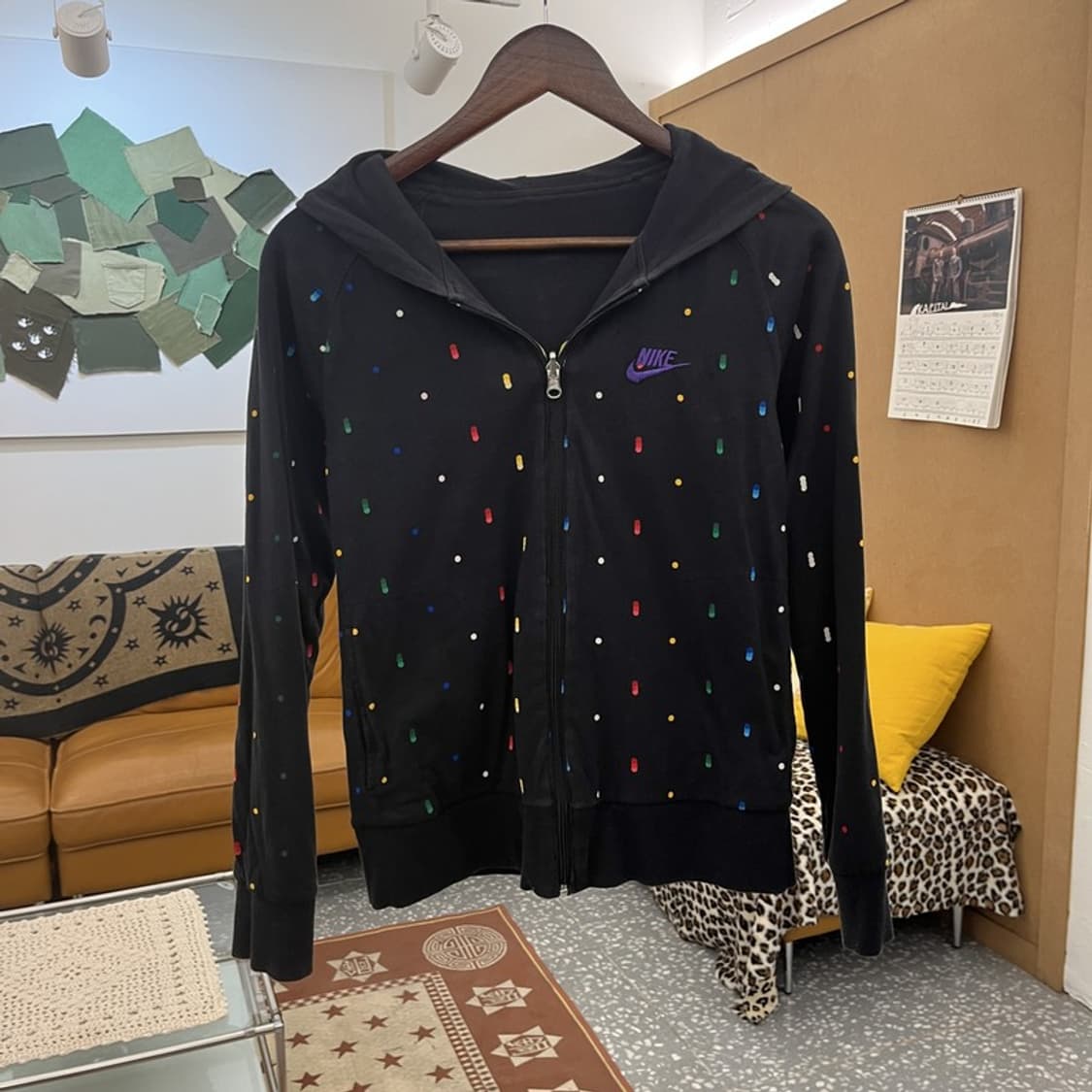 나이키 희귀 Y2K 레인보우 도트 리버시블 슬림 후드집업 M C10210 상품이미지3
