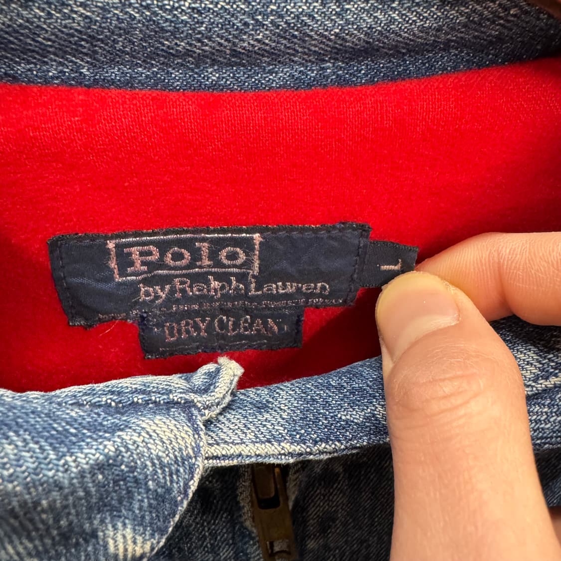 90s 폴로 랄프로렌 데님 블루종 전면 레드 포니 로고 포인트 중청 상품이미지6