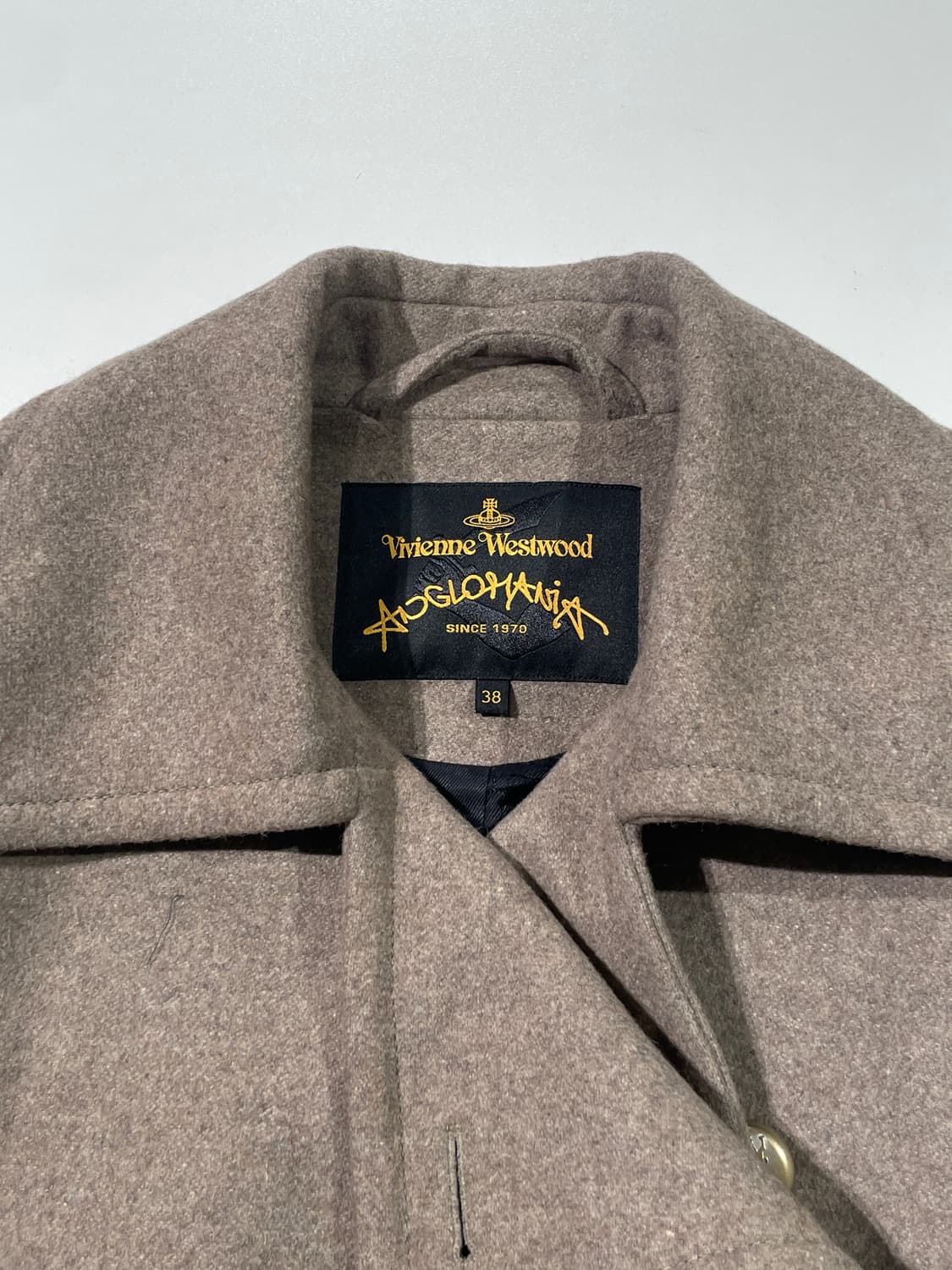 비비안 웨스트우드 앵글로마니아 멜란지 브라운 울 하프 코트 상품이미지7