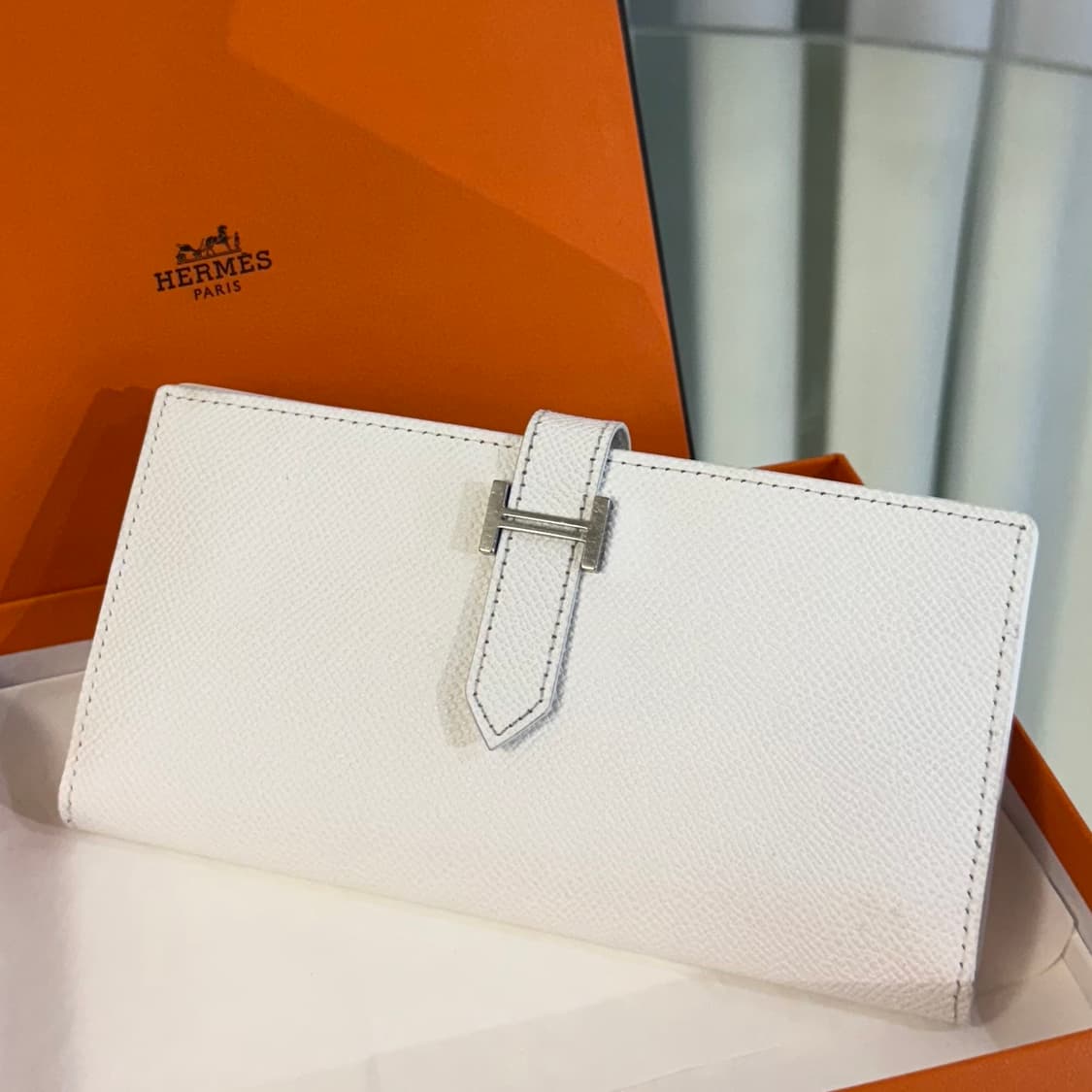 에르메스 베안 화이트 앱송 은장 장지갑  상품이미지1
