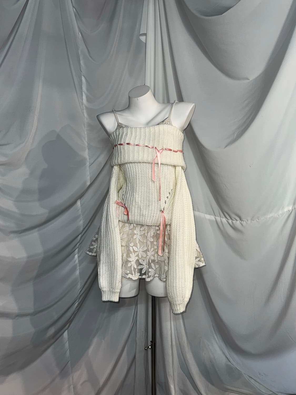 하치깔 러블리갸루 뮤트핑크 화이트 리즈리사깔 엑팜깔 폭닥 코디세트 상품이미지5