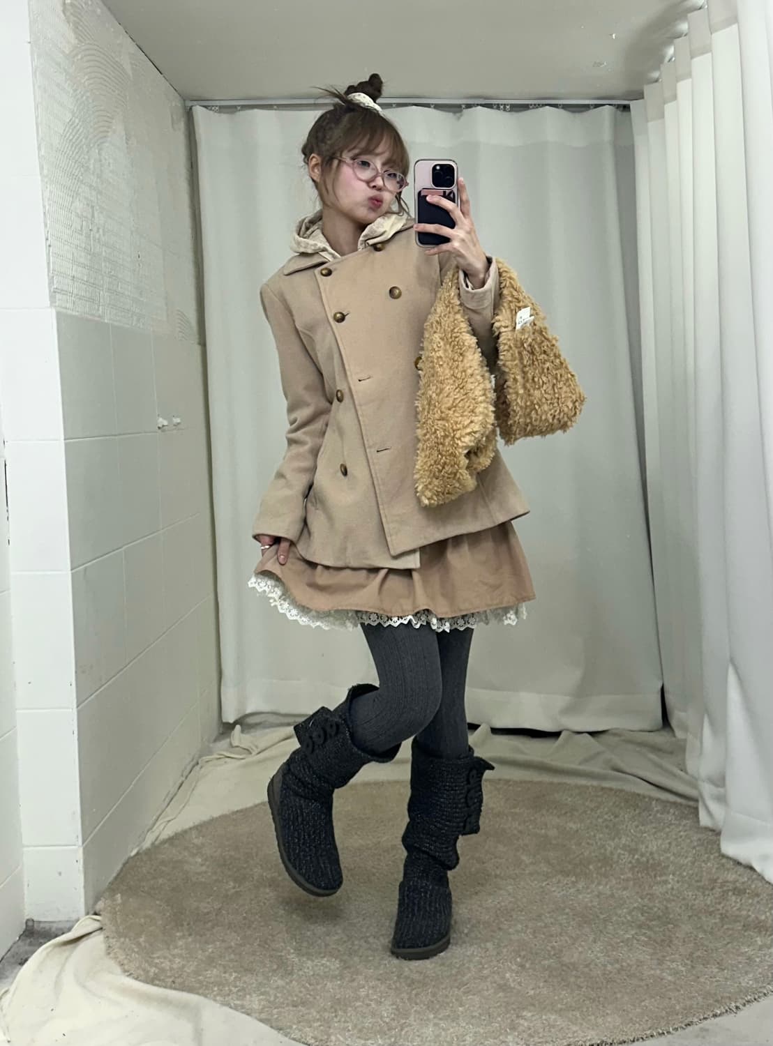 엑시즈팜 아이보리 더블버튼 히메 모리 코디세트 상품이미지2