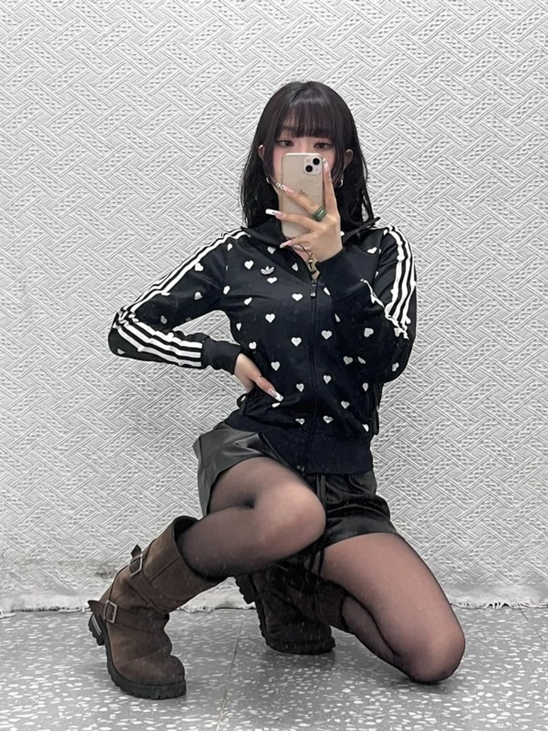 아디다스 Y2K 스트릿 펑크 하트 도트 져지 집업 85 C11274 상품이미지1