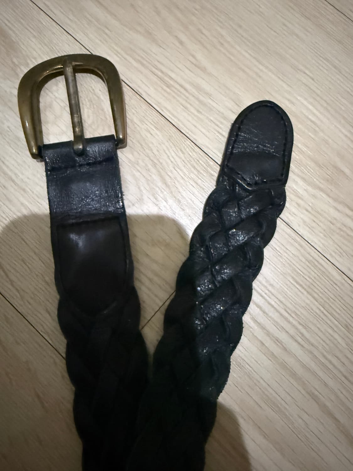 블랙 레더 웨이빙 꽈베기 벨트 상품이미지1