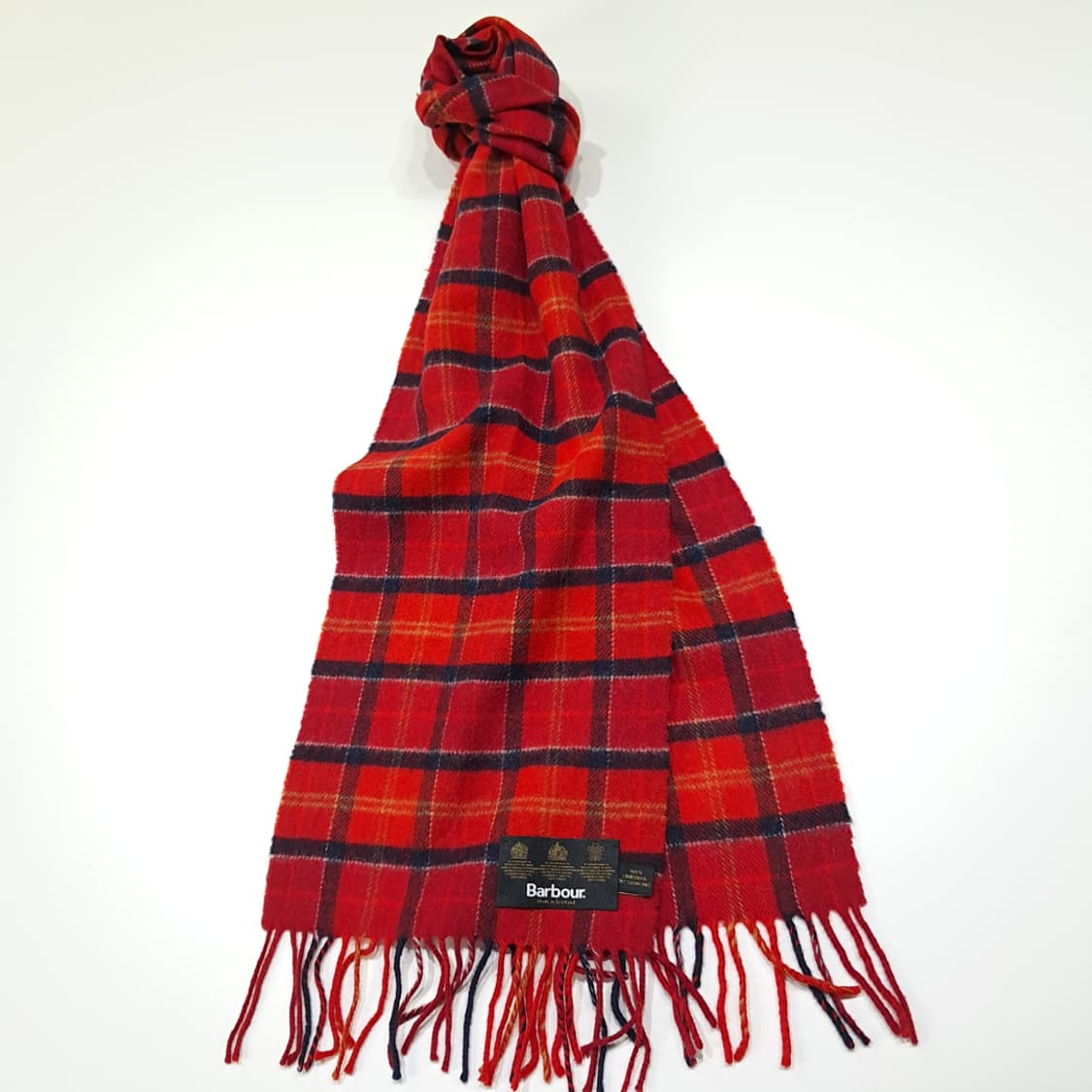 MX542 바버 90s 스코틀랜드판 램스울 타탄 레드 머플러 목도리 상품이미지2