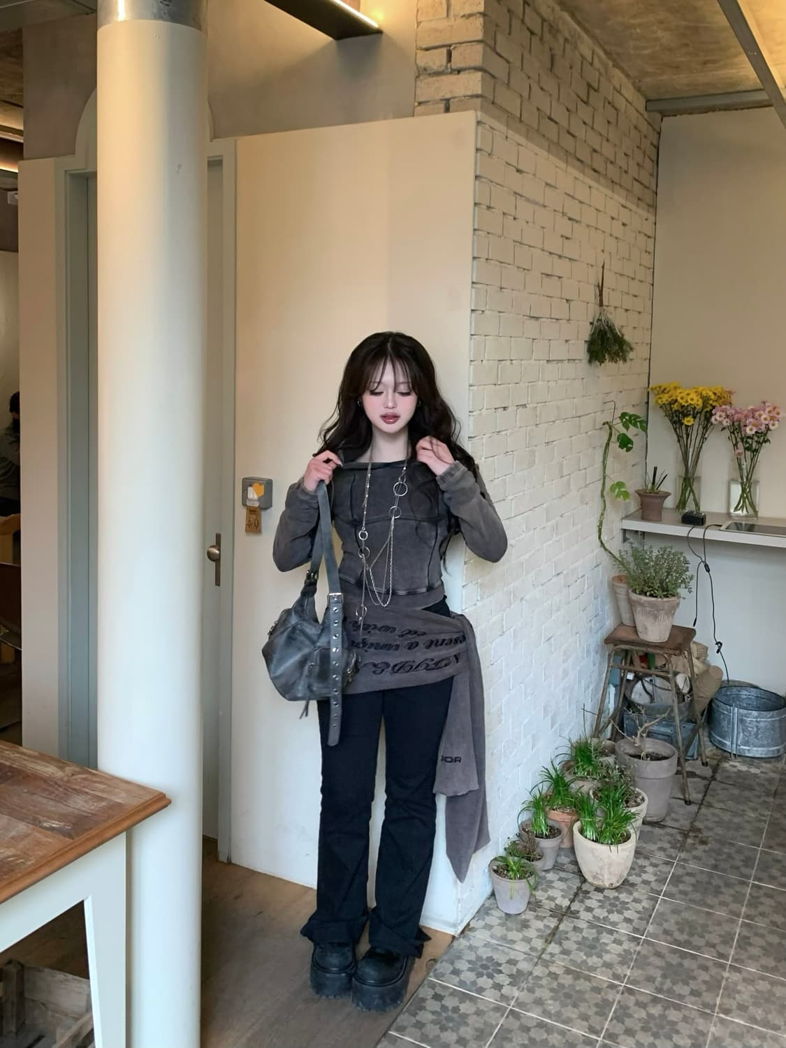 오도어 크롭후드 스카프포함 상품이미지6