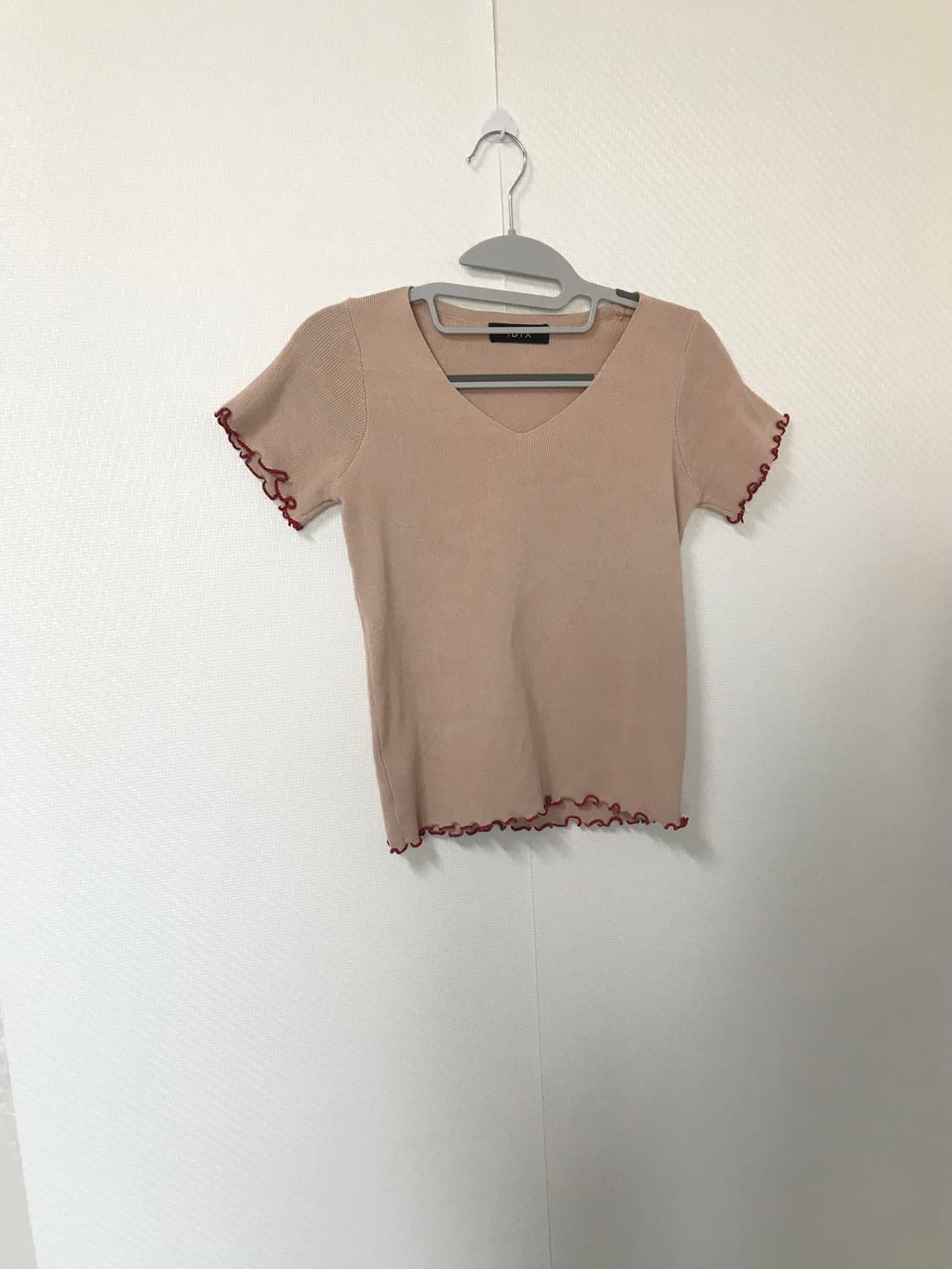 vintage ruffle apricot vneck T 상품이미지4