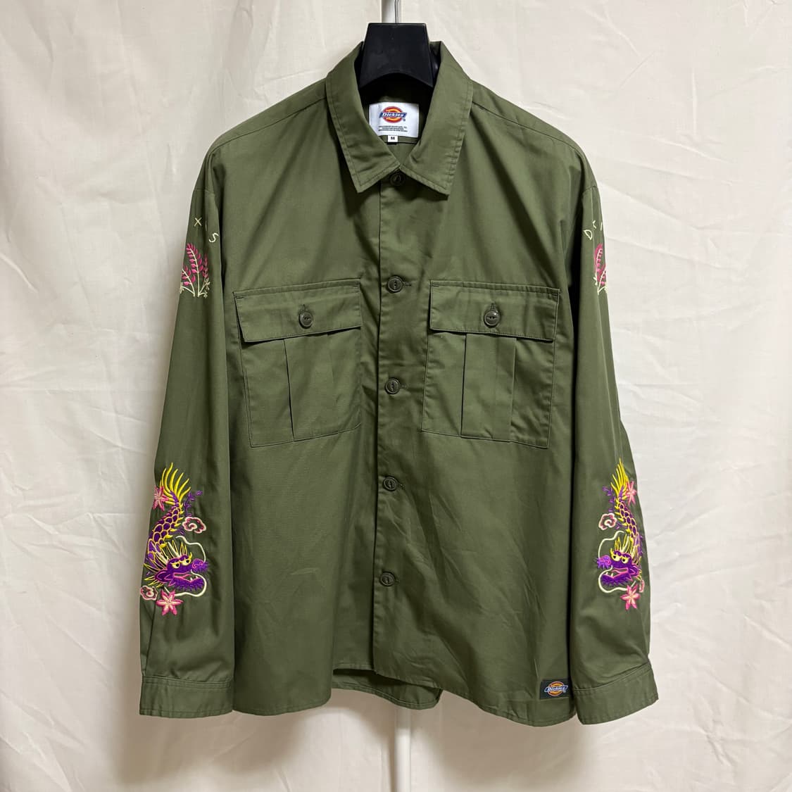 디키즈 오리엔탈 드래곤 자수 워크셔츠 / 카키, M 상품이미지1