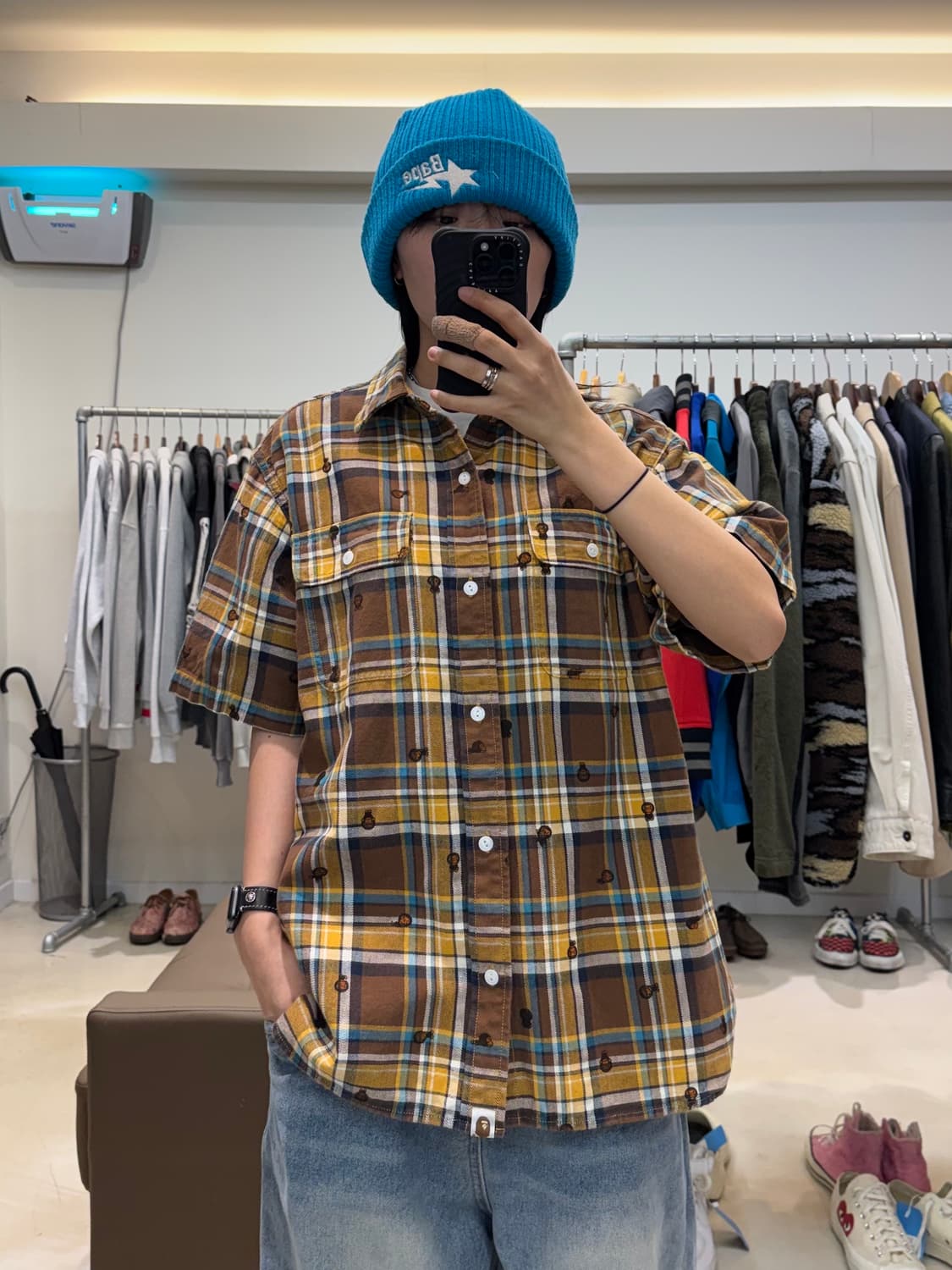 베이프 마일로 반팔 체크셔츠 상품이미지6