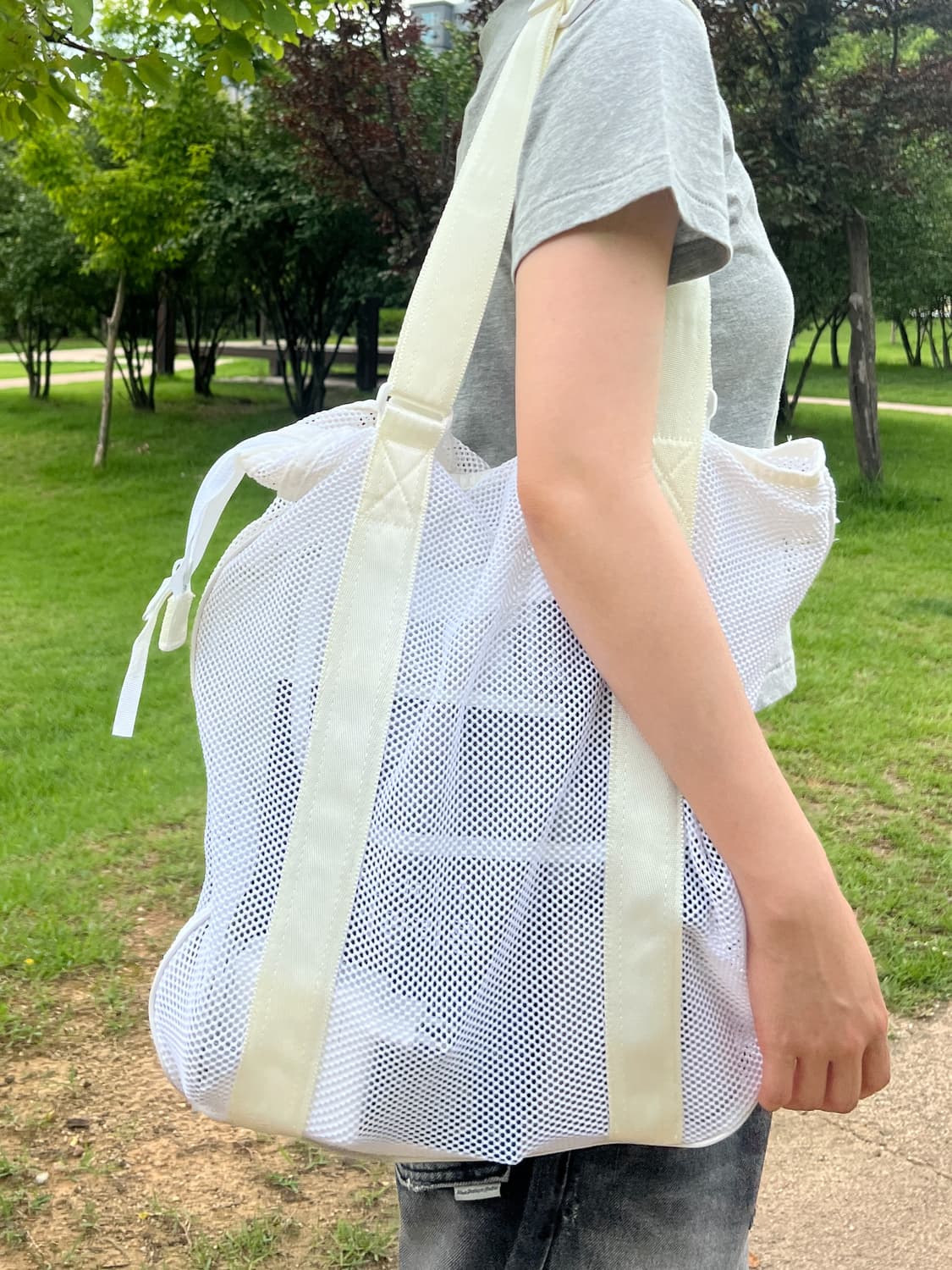 PORTER - MESH SHOULDER TOTE BAG (White) 상품이미지3