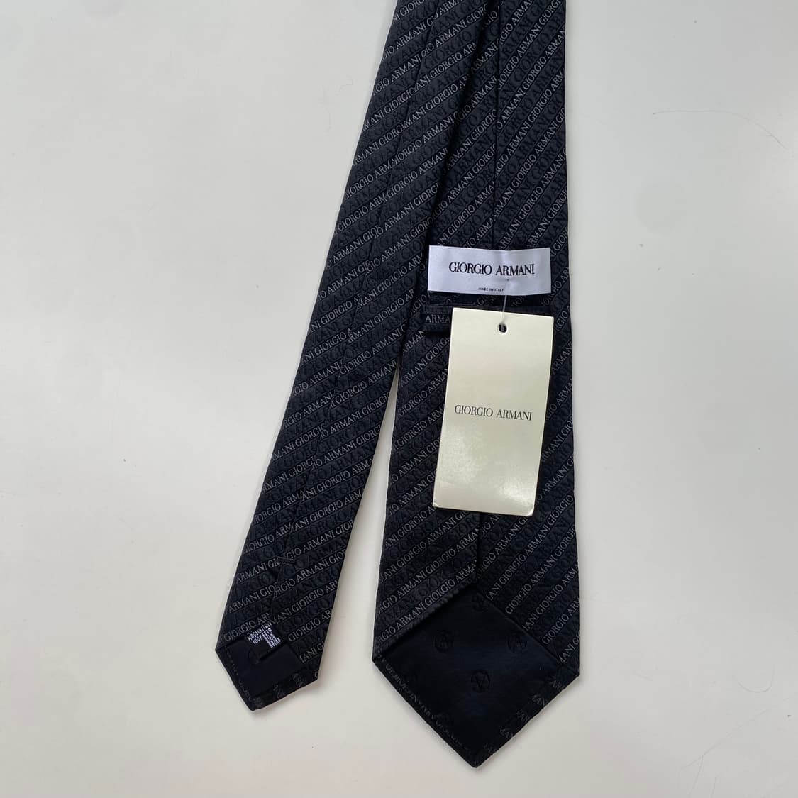 미사용품 택달린 조르지오 블랙 알마니 넥타이(ARMANI) 정품 명품 상품이미지3