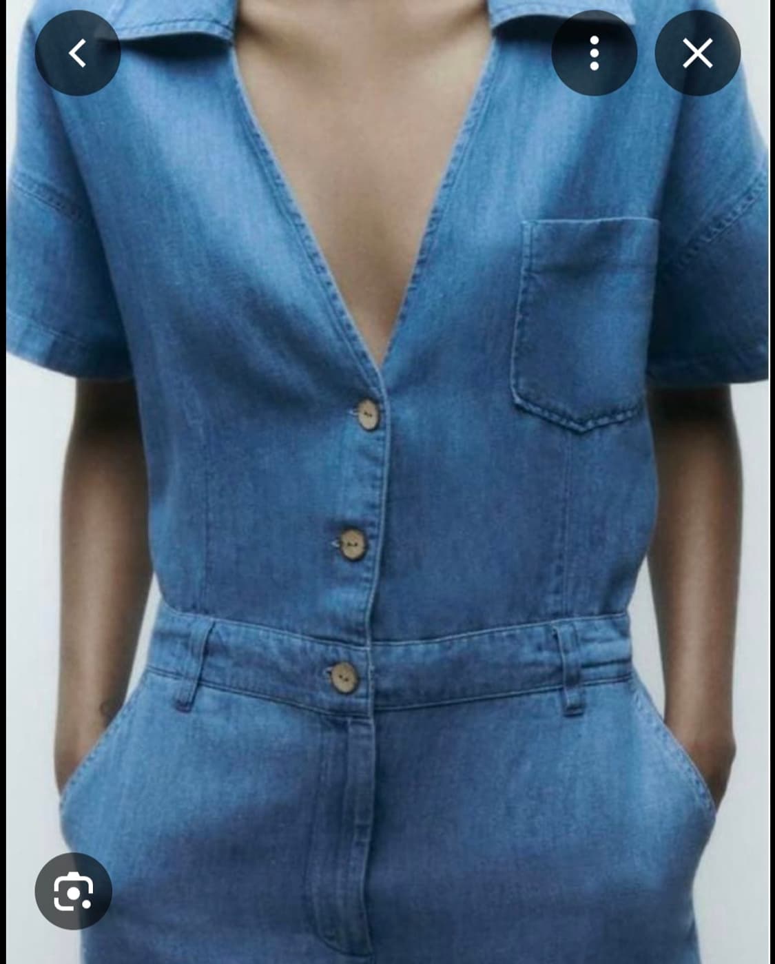 [ZARA] 자라 리넨 블렌드 반팔 점프수트 (데님 블루) 상품이미지3