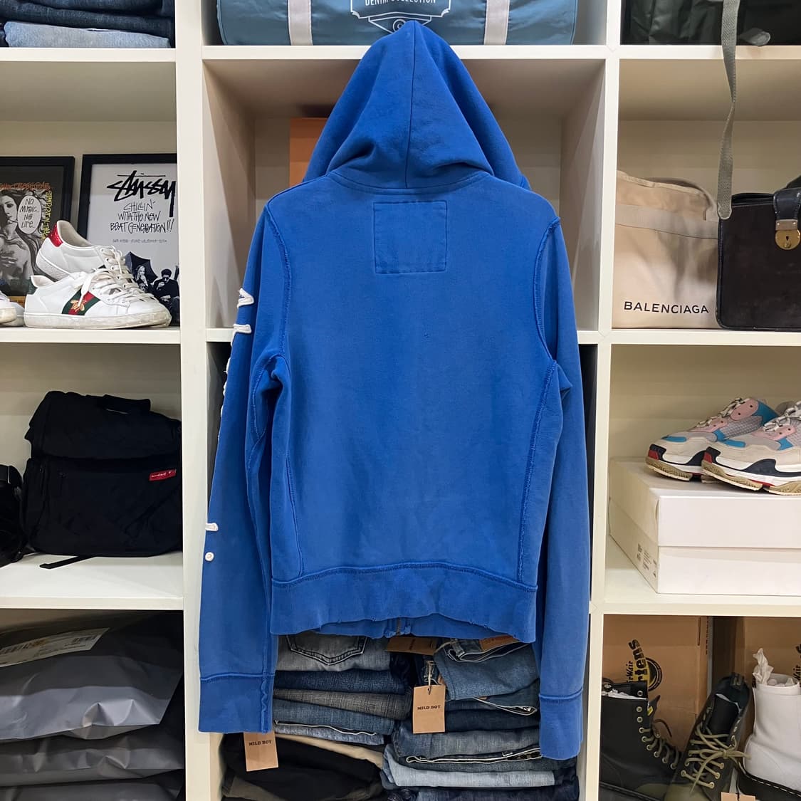 아베크롬비 블루 사이드 스펠아웃 로고 후드 집업 M 상품이미지3