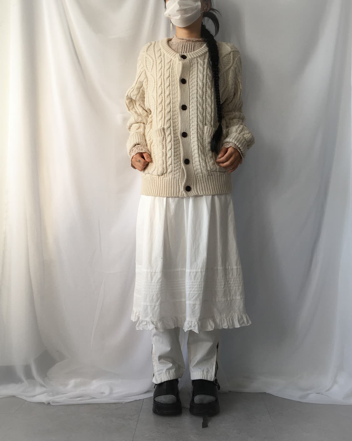 Cable pattern knit cardigan 상품이미지5