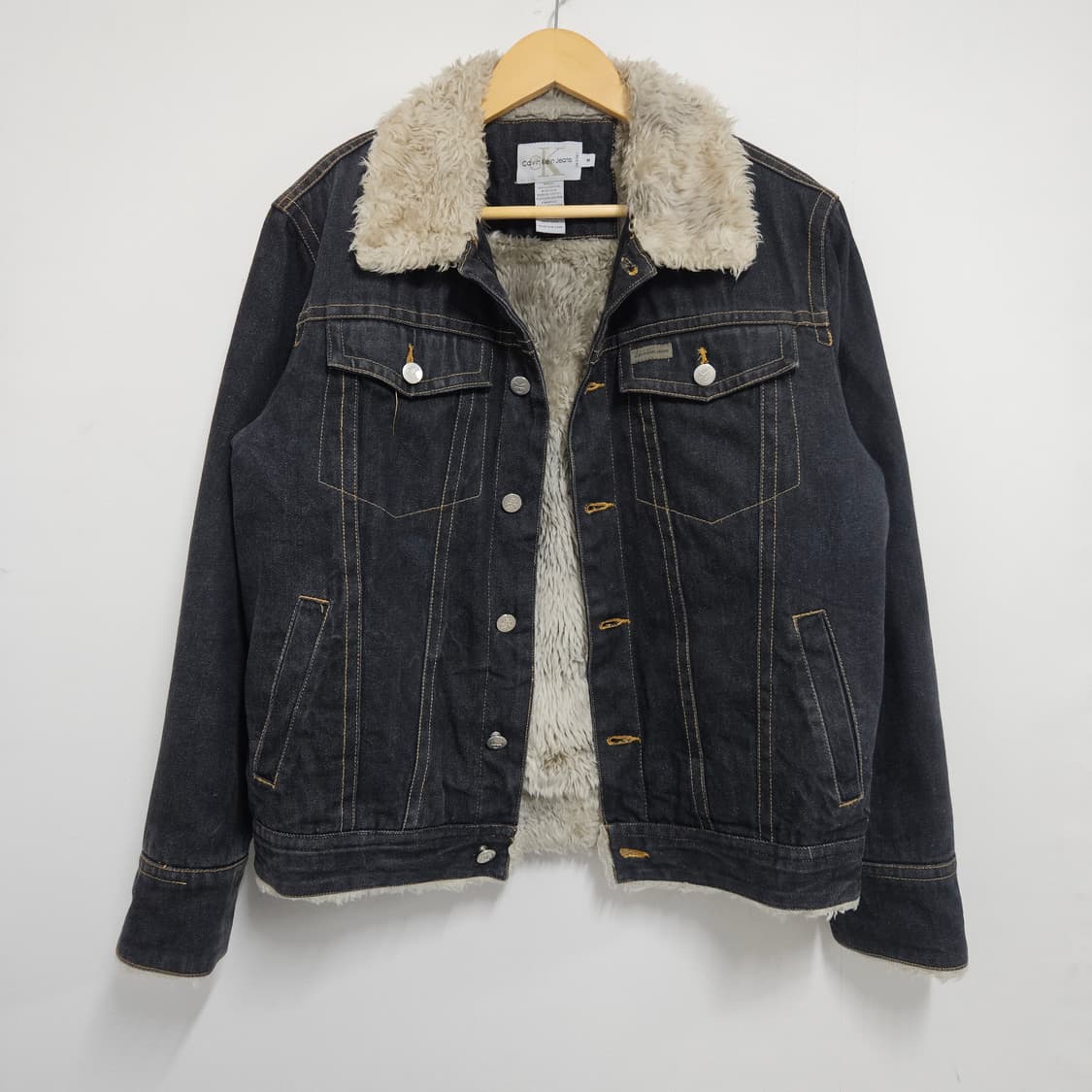 M 95-100) 캘빈클라인 흑청 쉐르파 퍼 데님자켓 상품이미지3