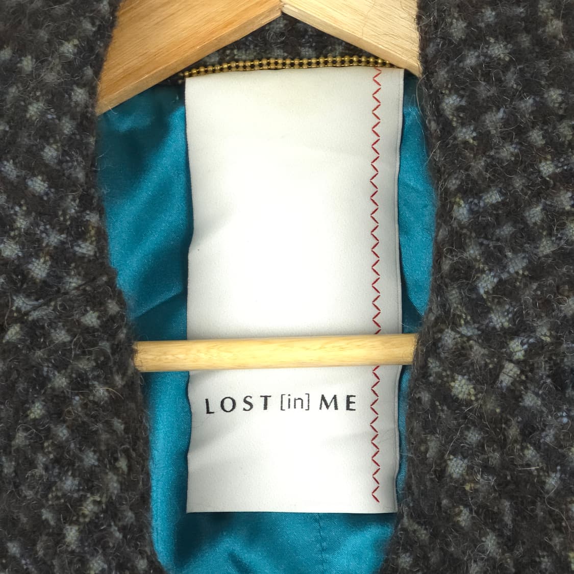 [40(XS~S)] 로스트인미 알파카 혼방 체크 반코트 상품이미지5