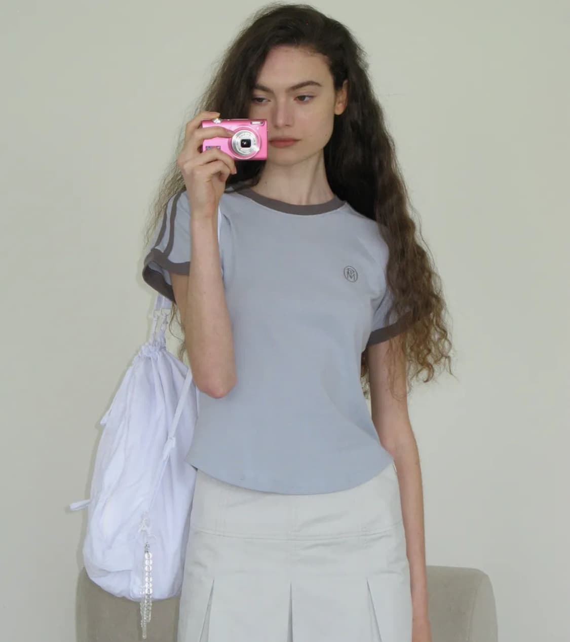 파르티멘토 우먼 컬리지 스트라이프 링거 티_스카이 상품이미지1