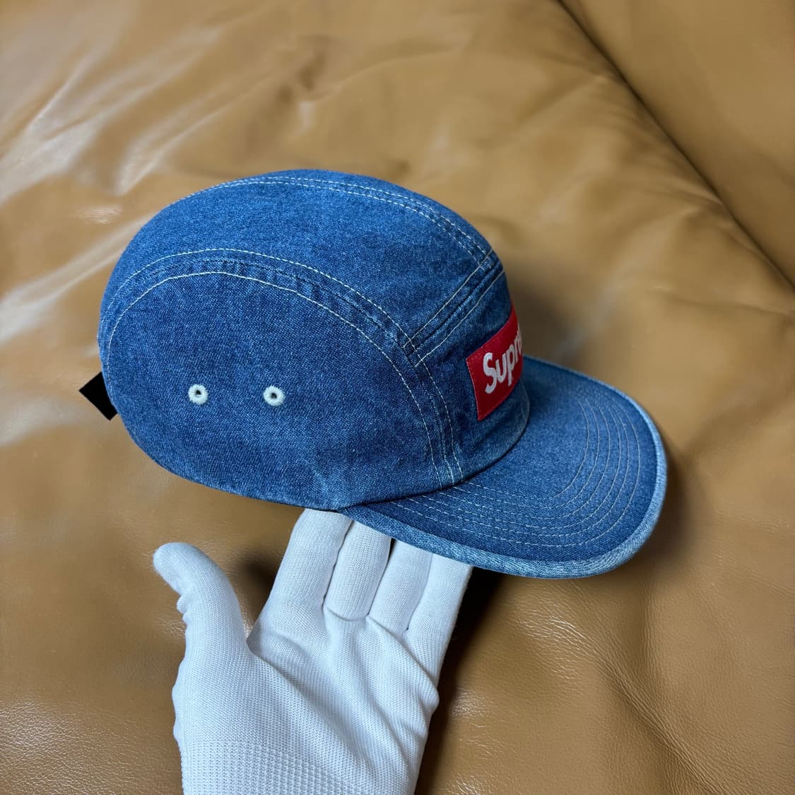 슈프림 캠프캡 모자 박스로고 워시드 데님 상품이미지3