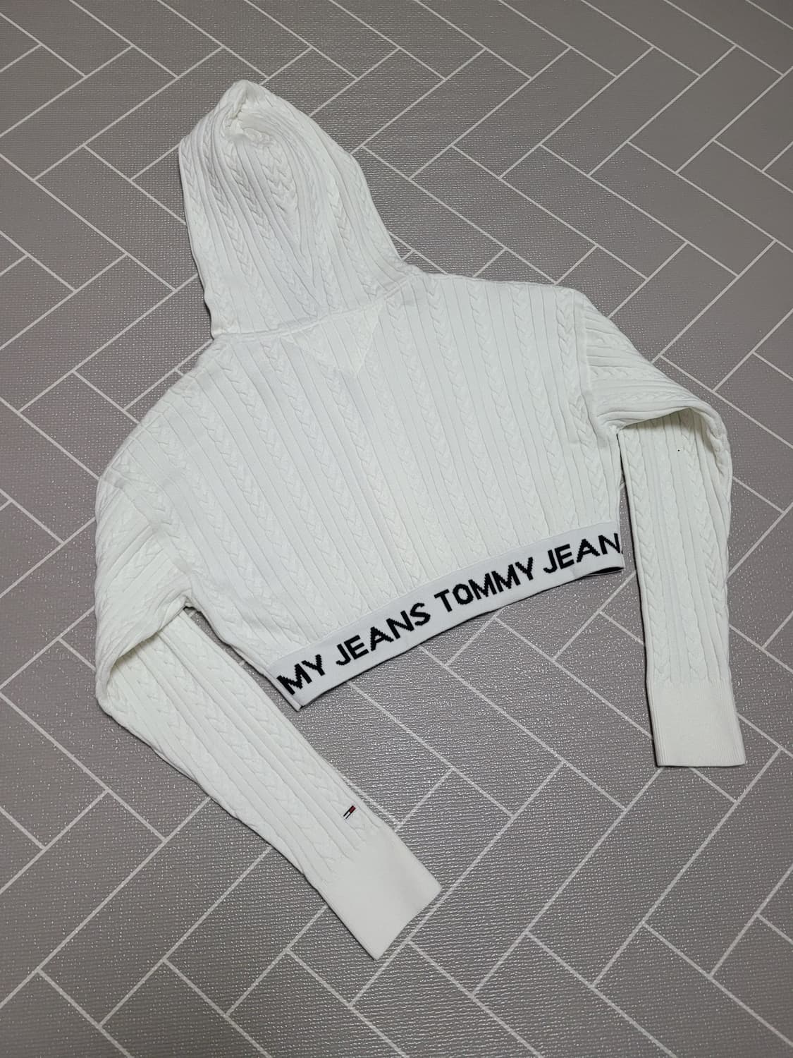 타미힐피거 크롭 케이블 니트 후드 집업  S 상품이미지2