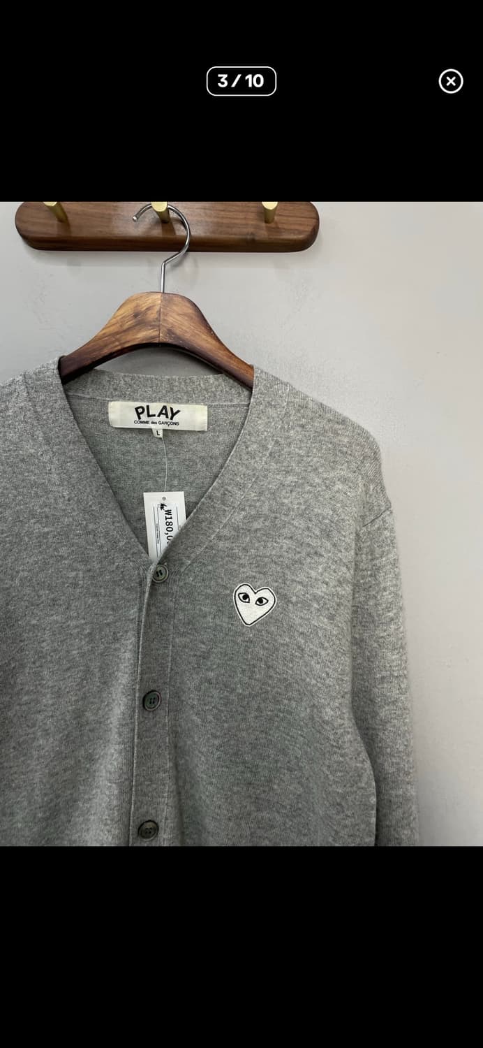 꼼데가르송 화이트 하트와펜 그레이 가디건 A3578 상품이미지3