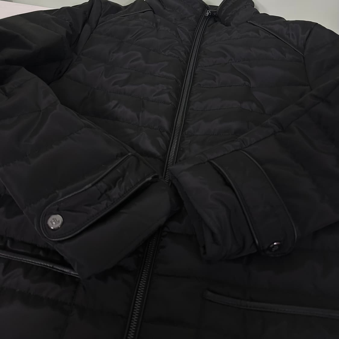 우먼M 로렌 랄프로렌 블랙 가죽배색 가벼운누빔 간절기자켓 상품이미지4