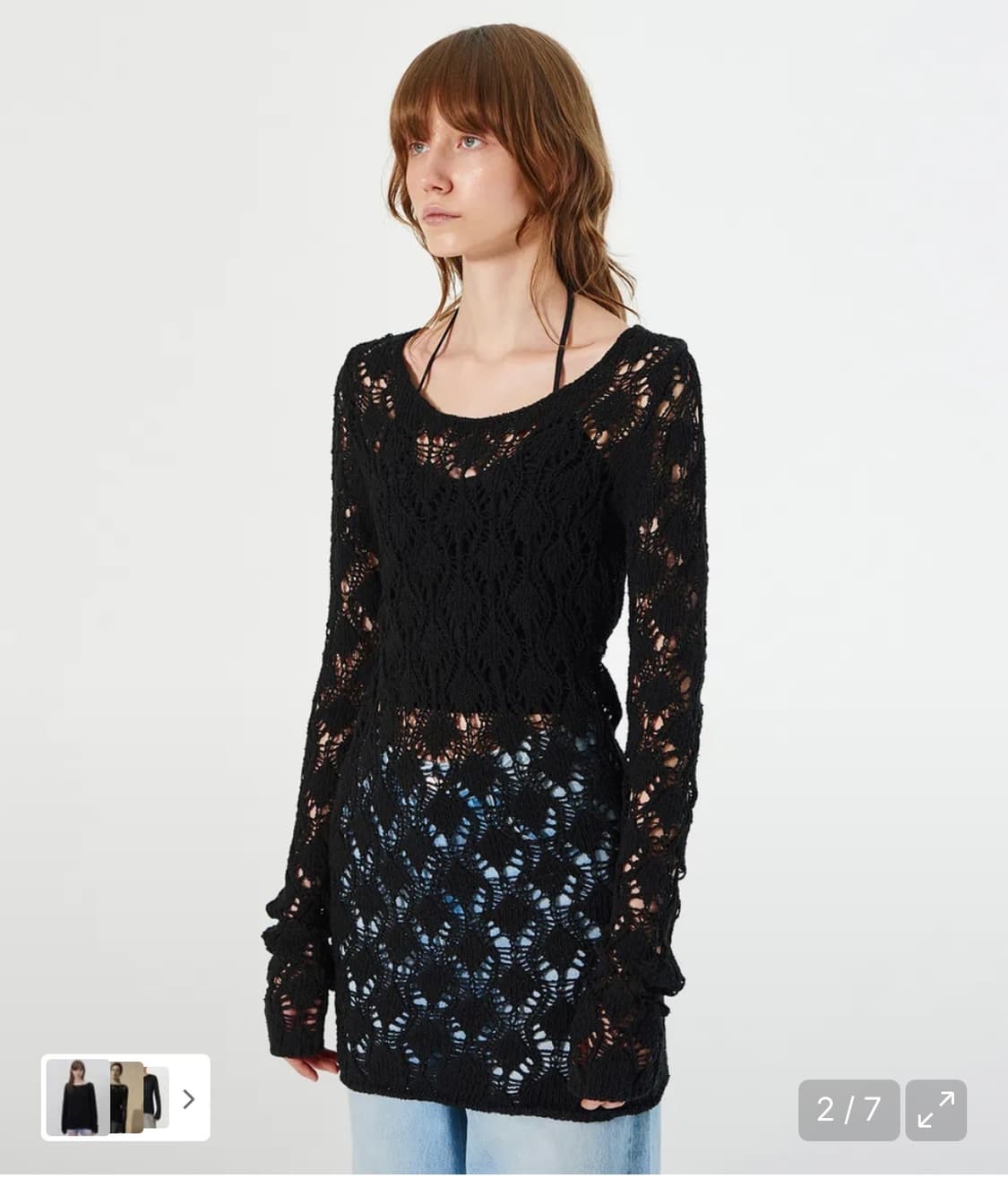 다이애그널 CROCHET LONG KNIT (black) 크로쉐 롱 니트 상품이미지2