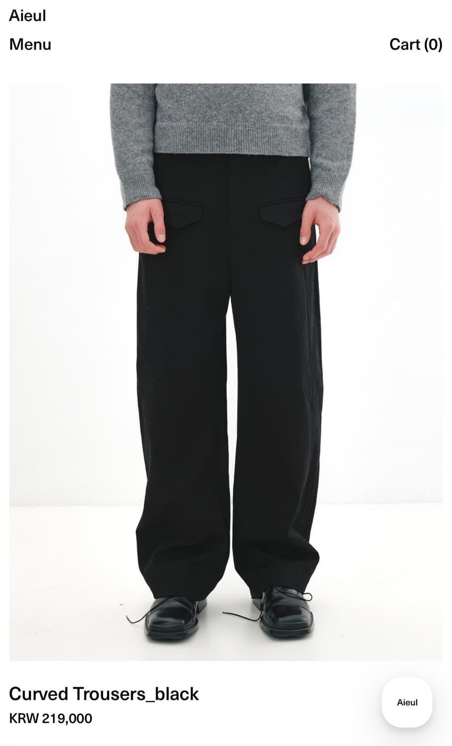 Aieul curved trousers black 상품이미지1