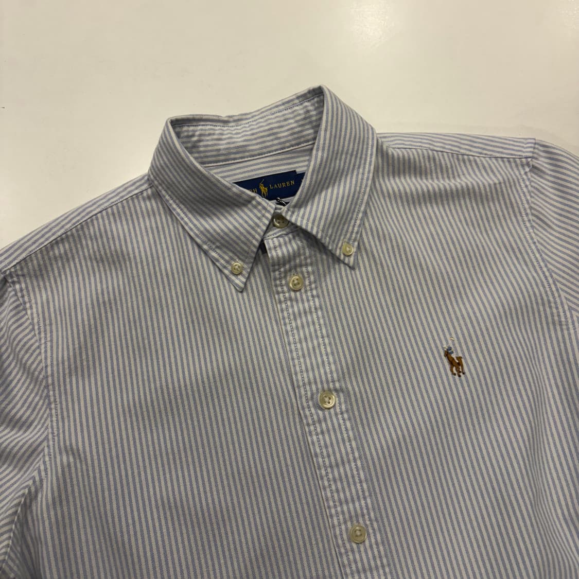 [M] 폴로 랄프로렌 커스텀핏 블루 스트라이프 셔츠 D152 상품이미지3
