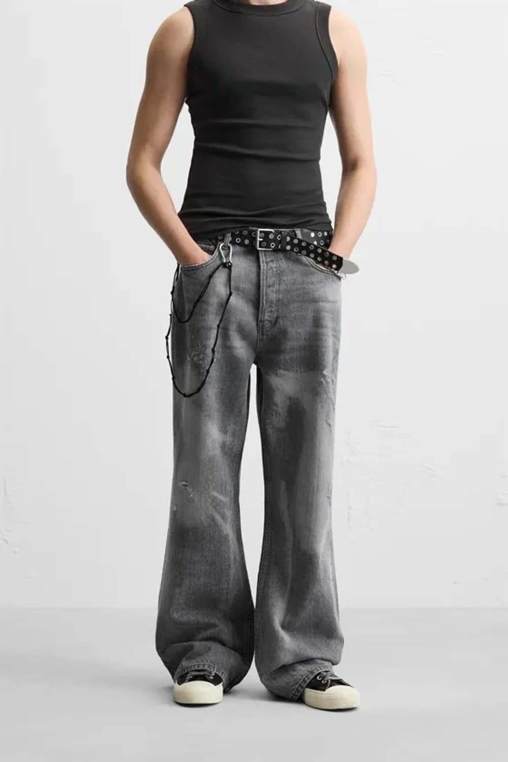 자라 그레이 워싱 배기 플레어 진 데님 상품이미지5