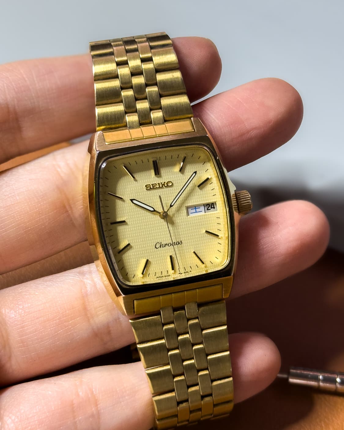 [중고] 빈티지 세이코 크로노스 5H23-512L 골드 TV 상품이미지4