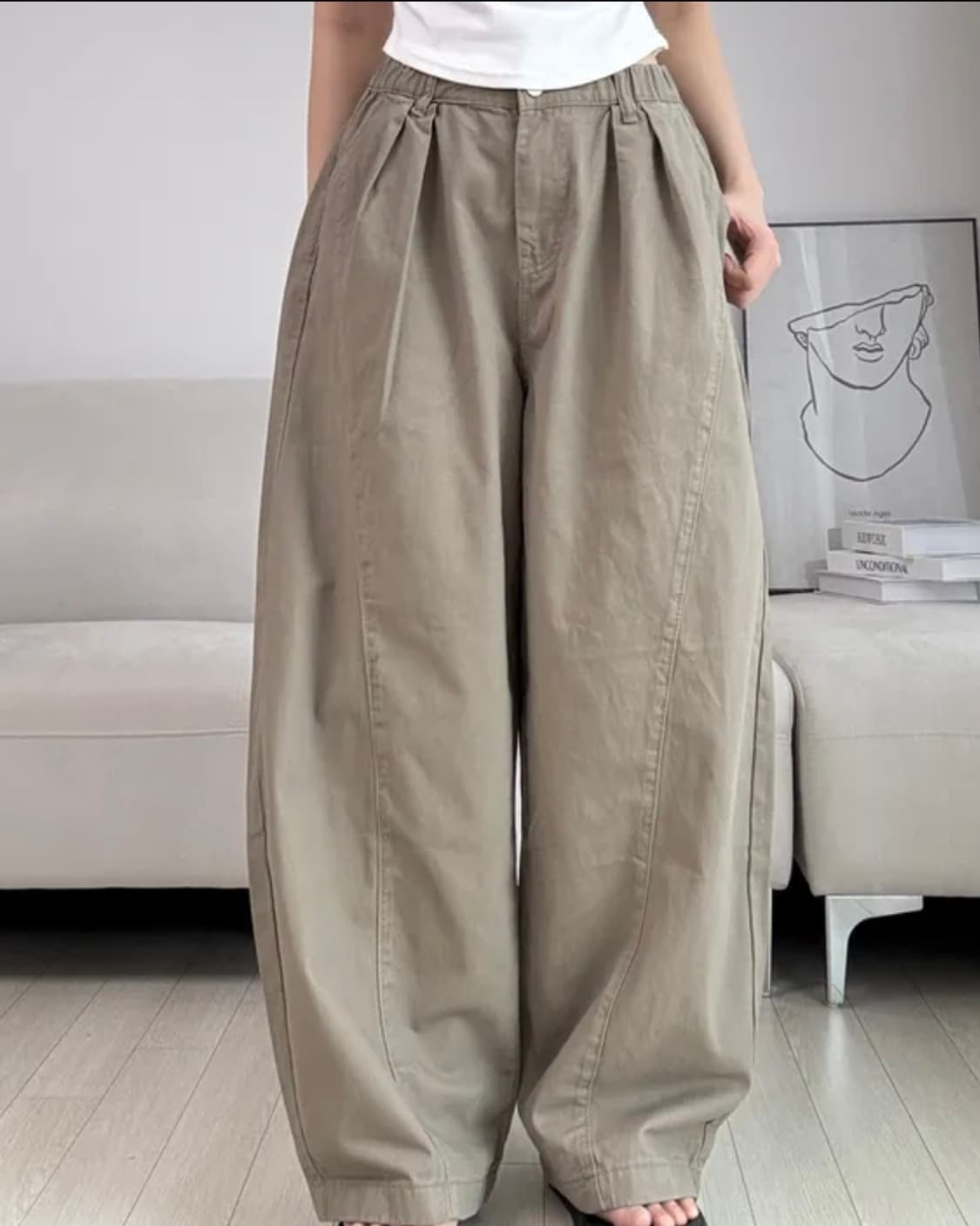 에이블라 밴딩 와이드팬츠 베이지 상품이미지1