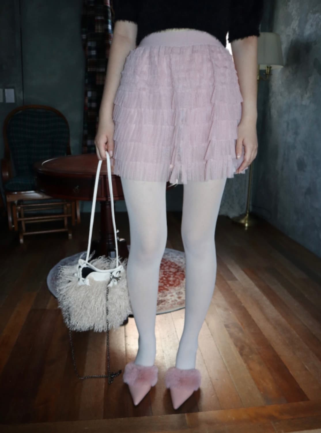 클라따 pink bell shoes 핑크(분홍) 퍼 구두 슈즈 상품이미지5