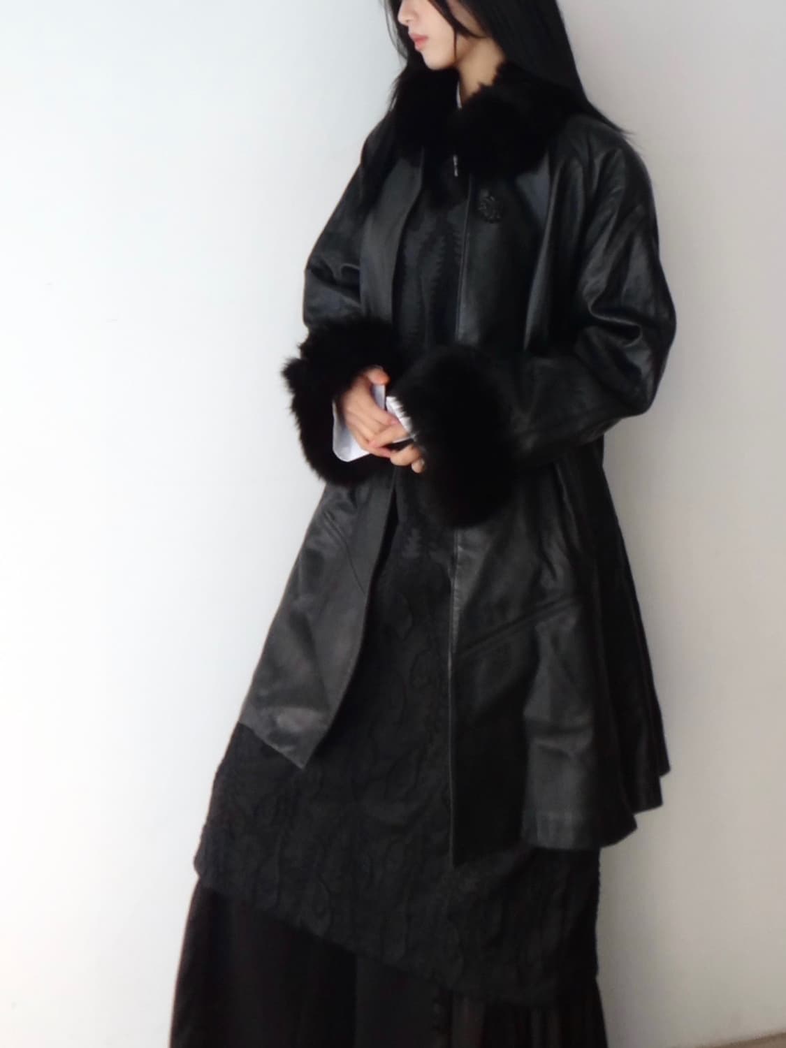 Fur detailed leather jacket 상품이미지5