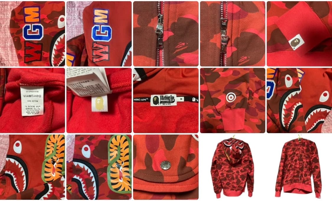 베이프 더블 샤크 후드 집업 적계 레드 상품이미지5