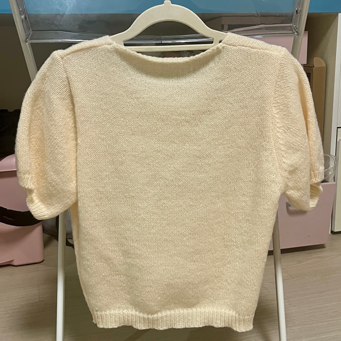 살구색 리본 반팔니트 상품이미지3