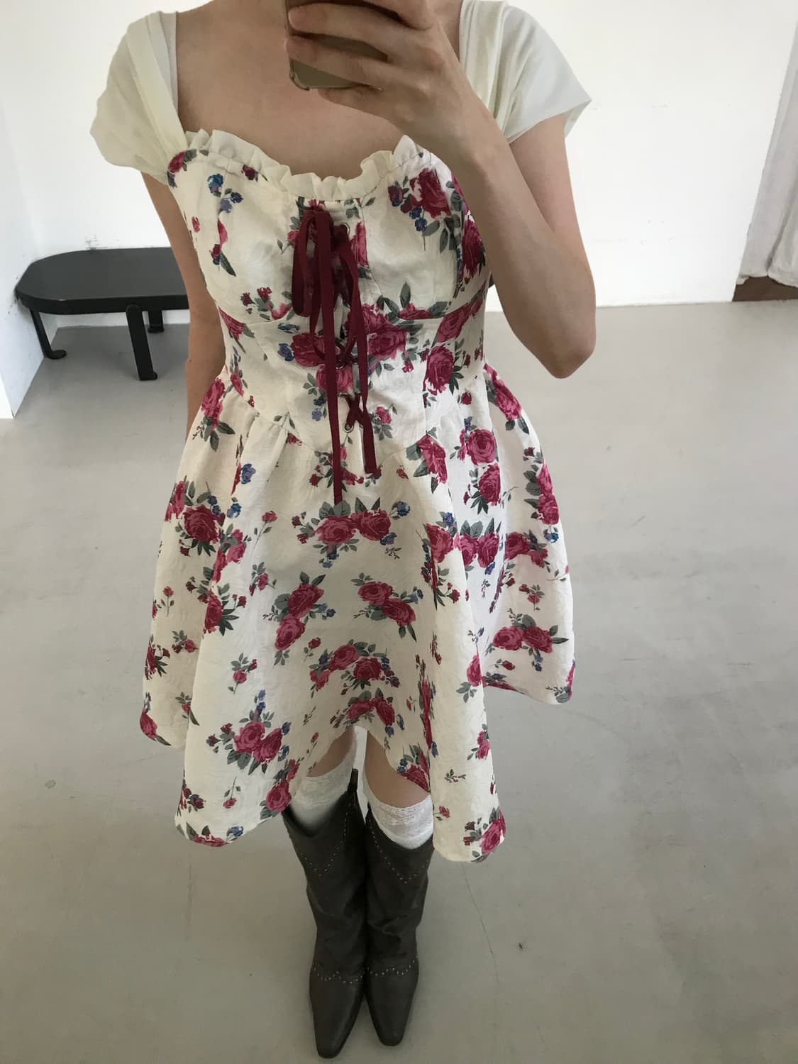 vintage rose pattern one-piece 상품이미지1