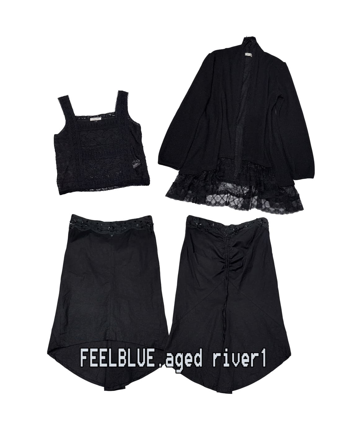 All Black fairy top skirt cardigan 3pcs  상품이미지9