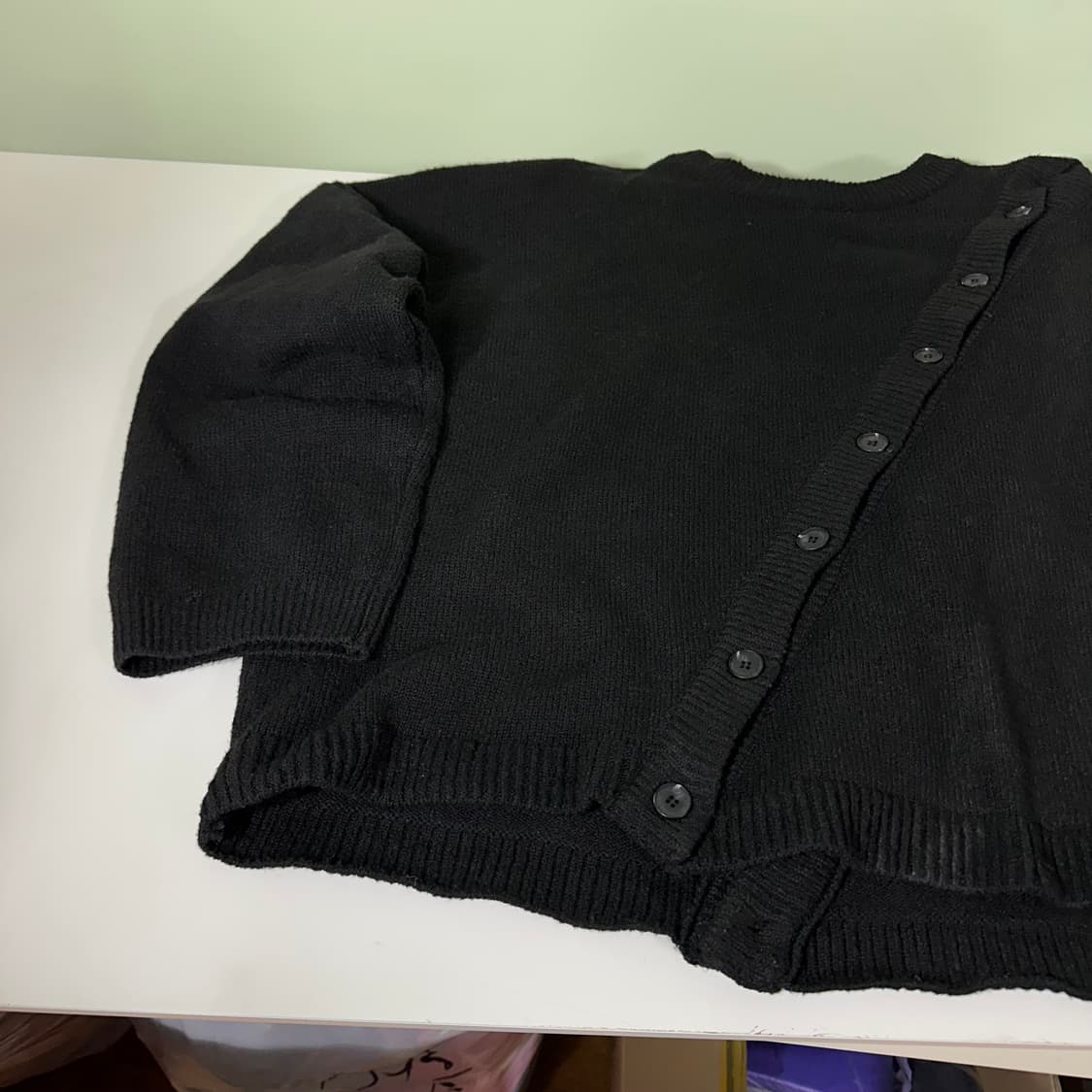 FREE VTG 블랙 사선버튼 라운드니트 상품이미지2