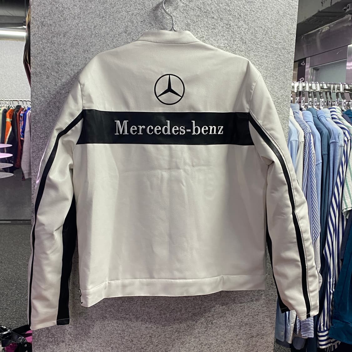 메르세데스 벤츠 빅로고 배색 레이싱 레더자켓 B3262 상품이미지4
