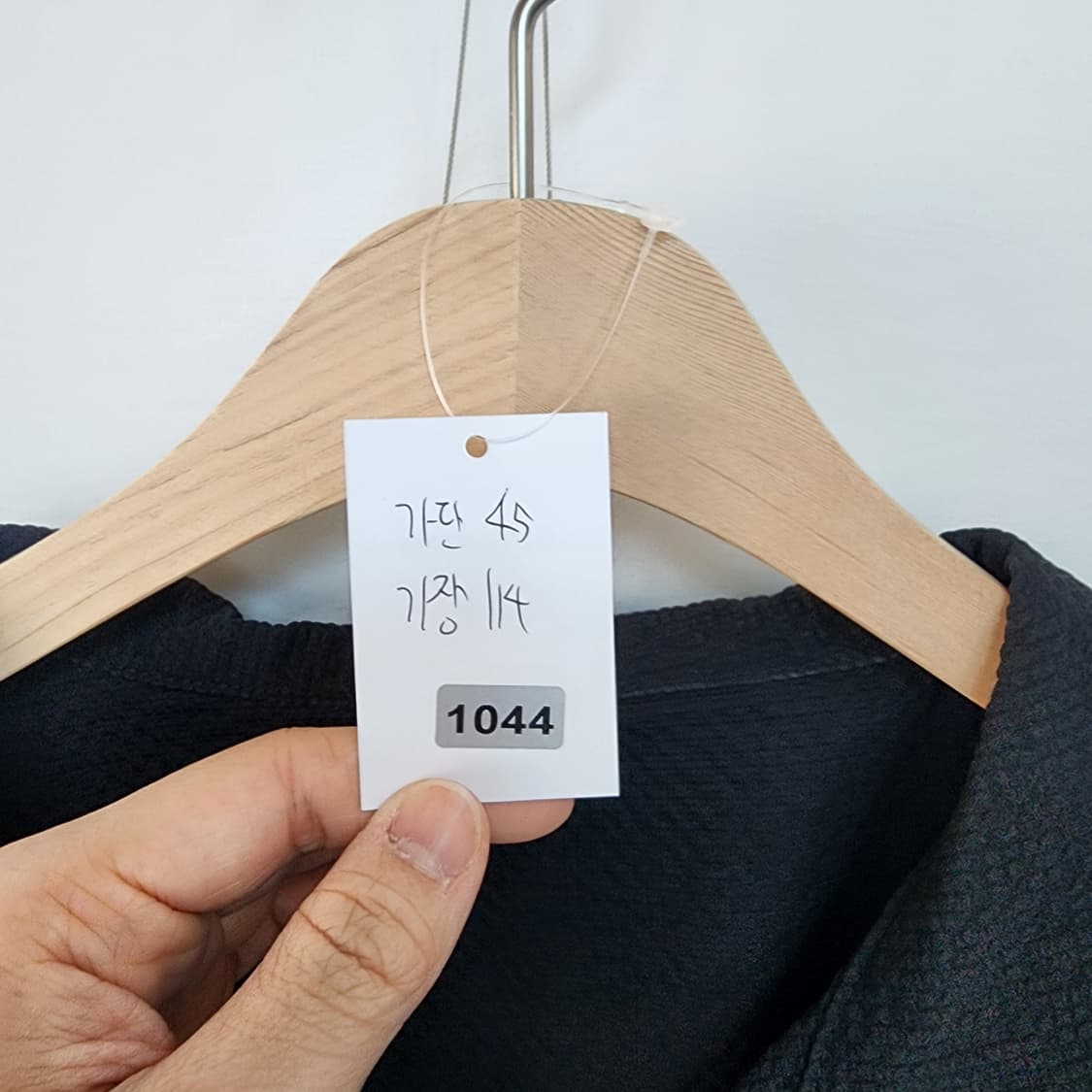 블랙 지지미 카라넥 반팔 롱 원피스 상품이미지8