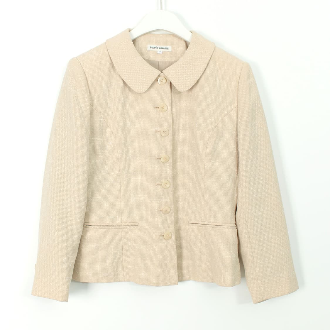 일본 빈티지 아이보리 트위드 자켓 스커트 셋업 세트 상품이미지3