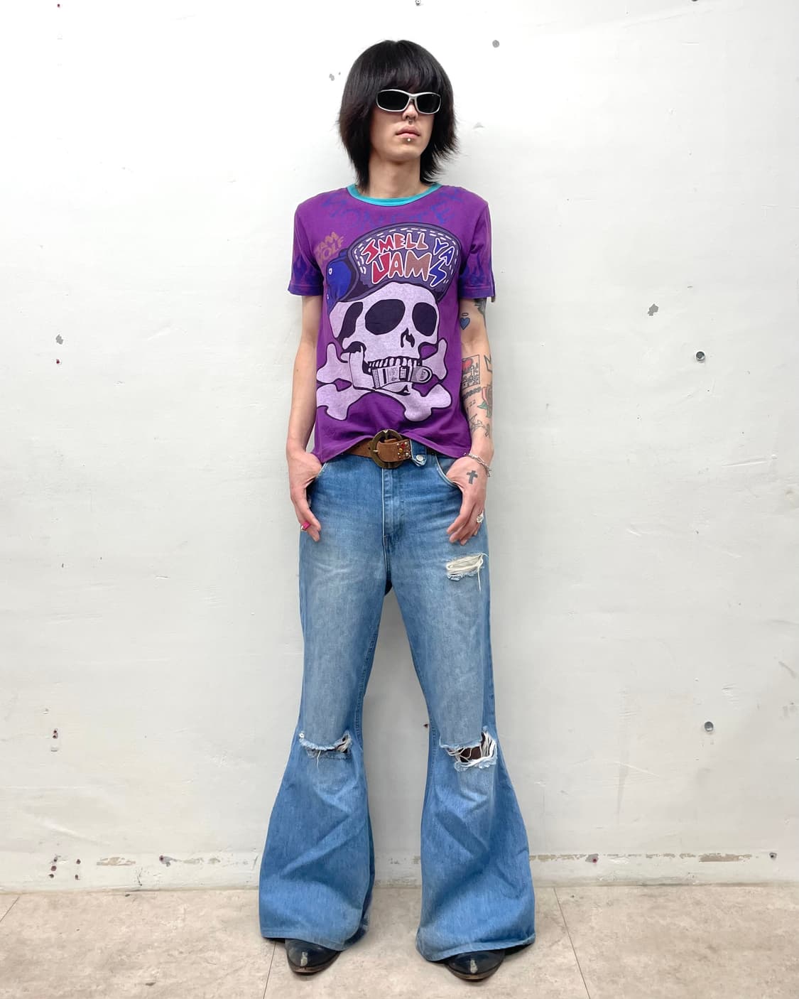 Big Skull Flame Jam Purple T-shirt 상품이미지6