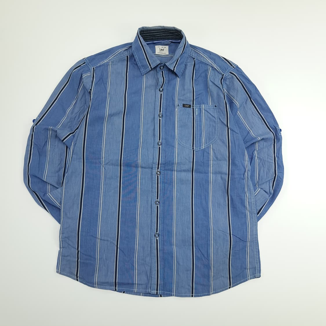 CN682 M LEE 리 올드스쿨 블루 스트라이프 긴팔 셔츠 남방 상품이미지1