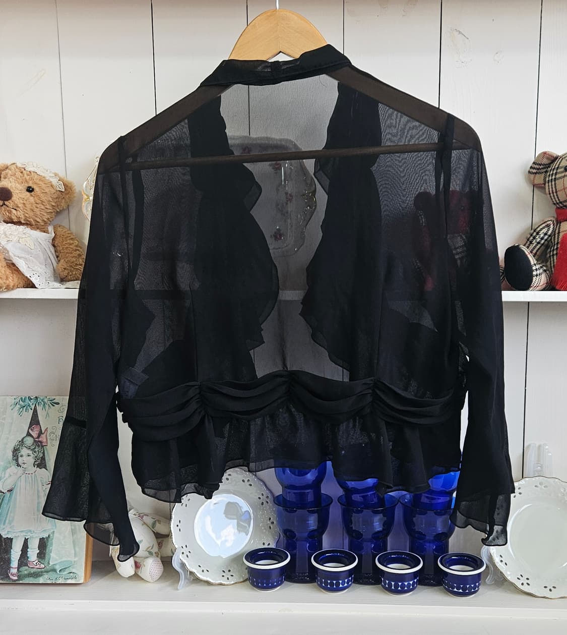 블랙 시스루 프릴 볼레로 상품이미지6