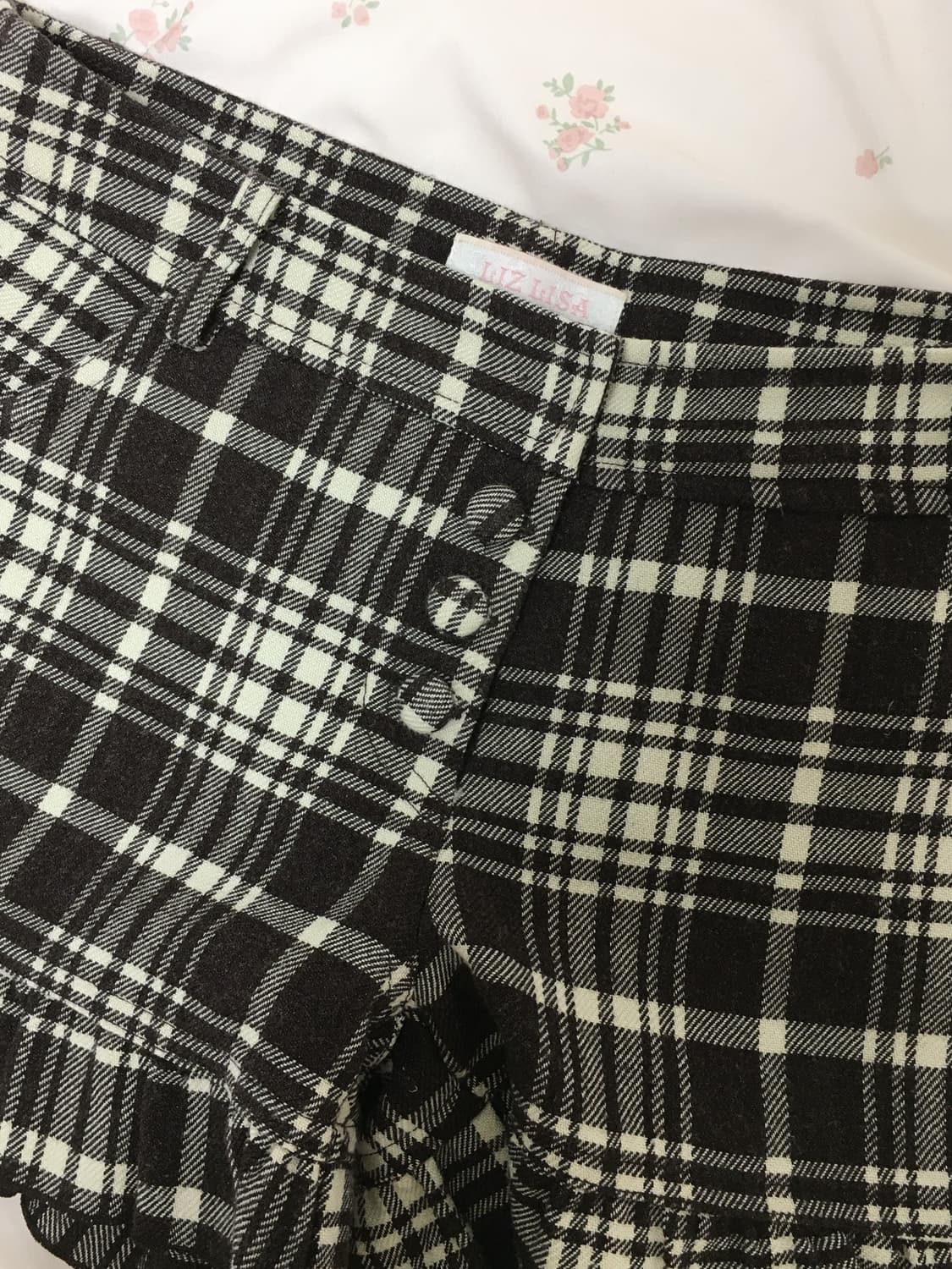 리즈리사 LIZLISA 체크 프릴 초코 반바지 큐롯팬츠 갸루 라떼 빈티지 상품이미지2