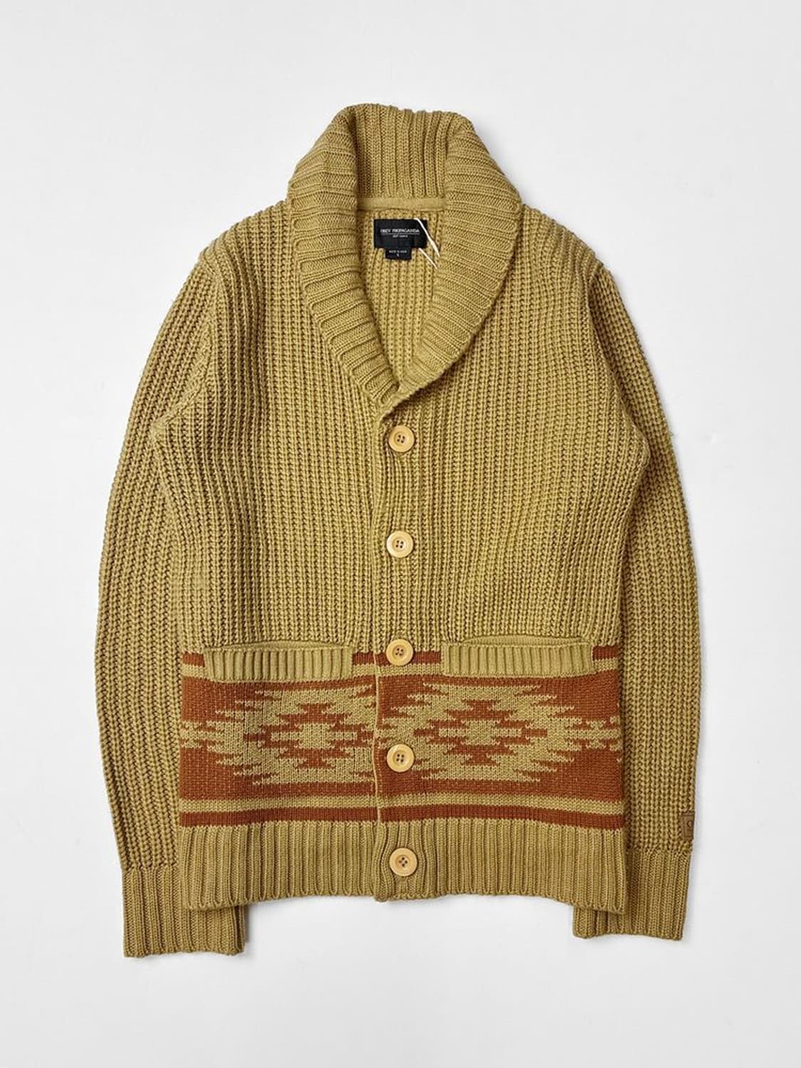 오베이 프로파간다 패턴드 숄카라 니트 가디건 PN5127 상품이미지1