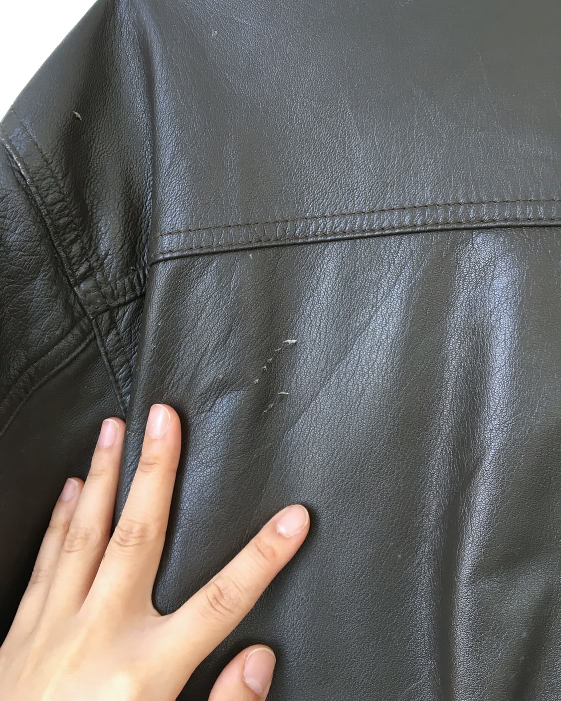 Brown leather bomber jacket 상품이미지7