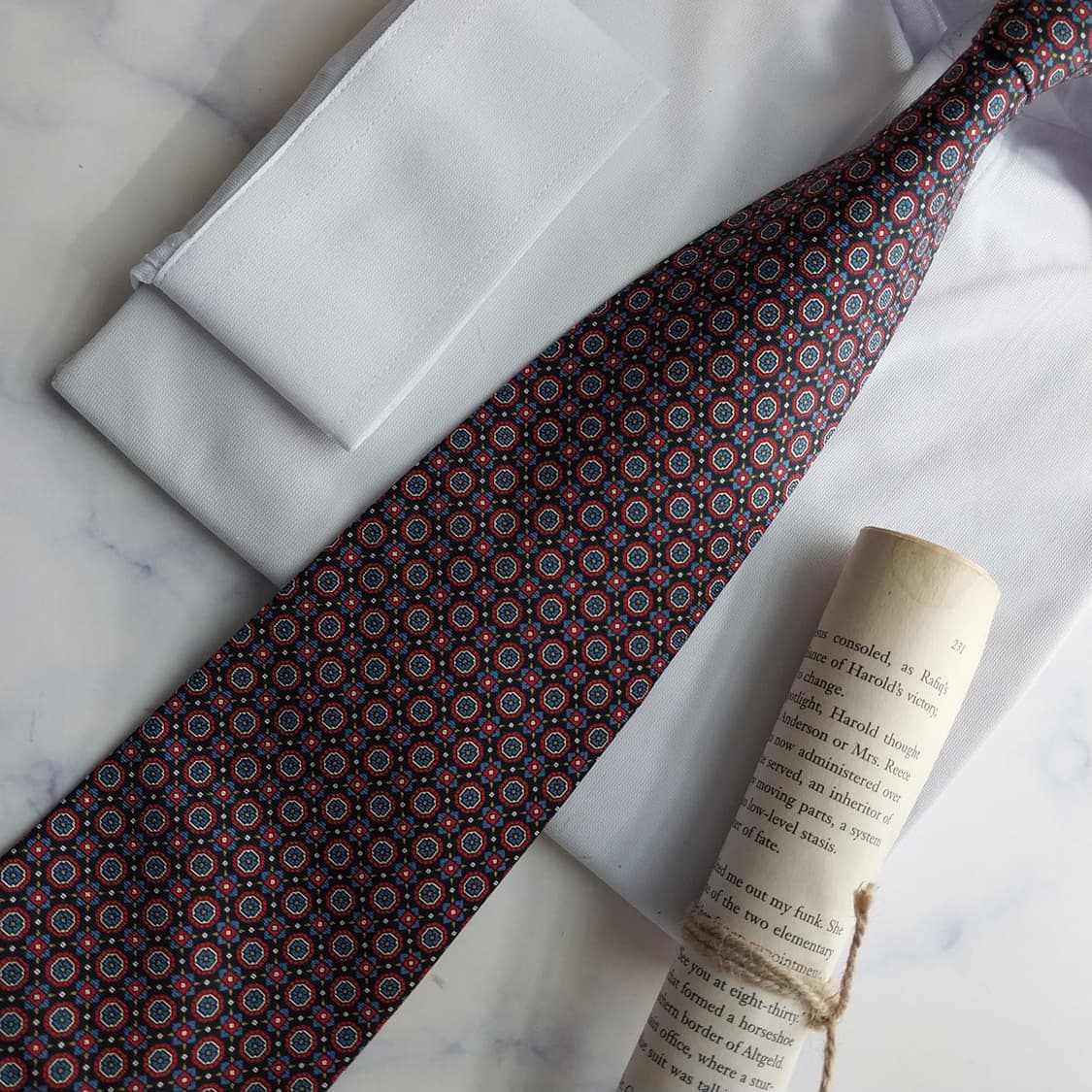 TIE RACK 타이랙 넥타이 블루 기하 패턴 10cm 새제품 K2561 상품이미지5