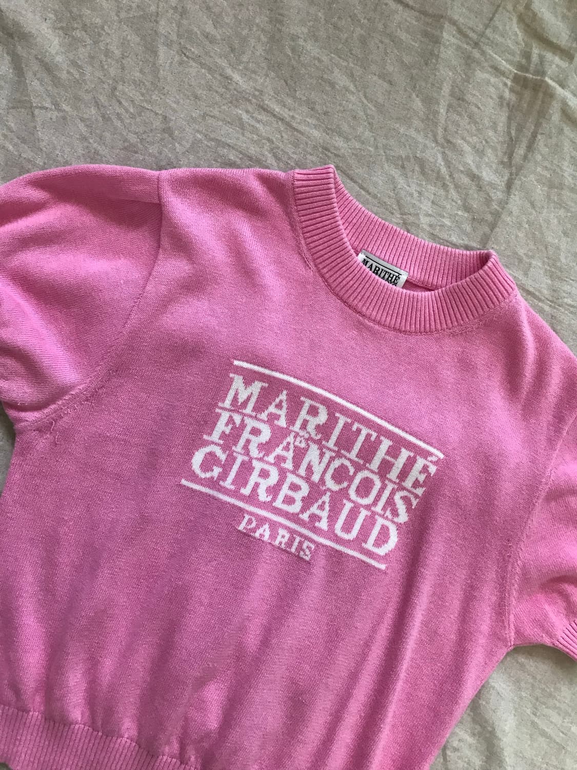 마리떼 프랑소와 저버 중앙로고 핑크 반팔 니트 상품이미지6