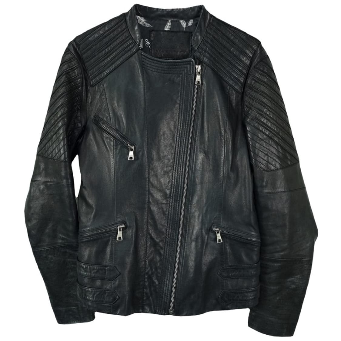[빈티지] 리얼 램스킨 양가죽 사선 라이더 자켓 블랙 M19801 상품이미지2